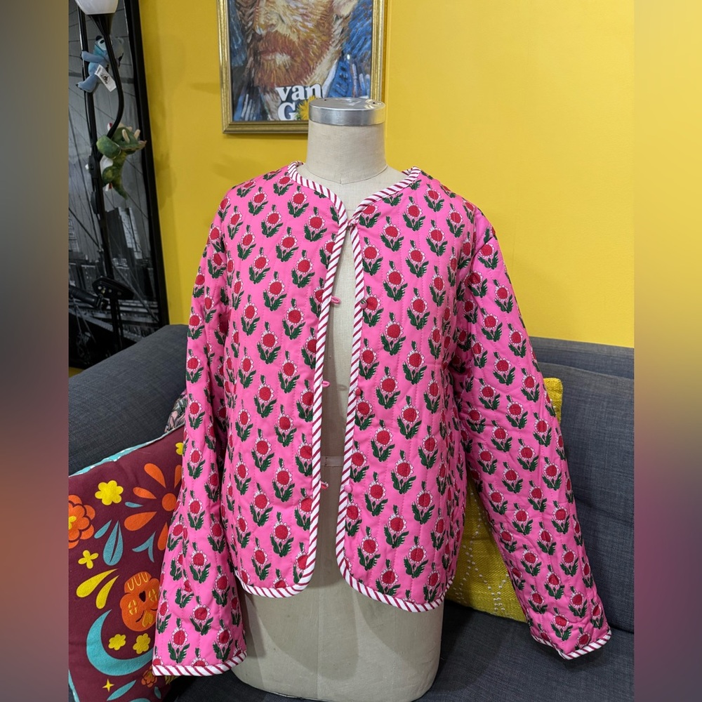 🌺Ready to Bloom Cotton Quilted Jacket Reversible jacket Inside Stripes viral